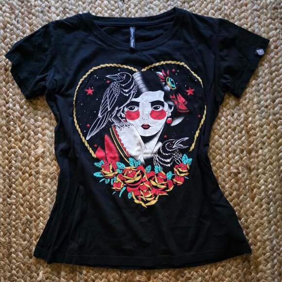 The Crow black tee by Liquor Brand - Picture 1 of 8
